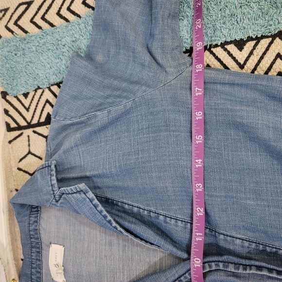 LOU & GREY CHAMBRAY LONG SLEEVE JUMPSUIT, SZ XS - Picture 14 of 15